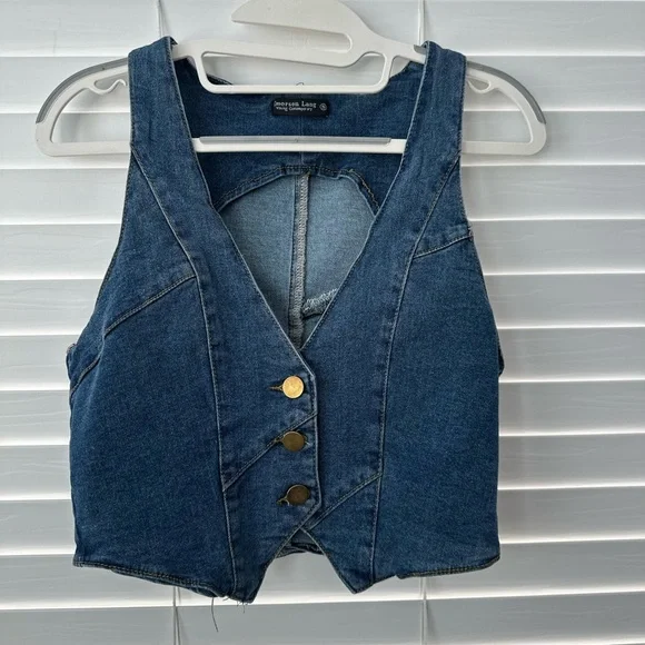 Emerson Lang Denim Vest Top - Blue - Picture 5 of 6